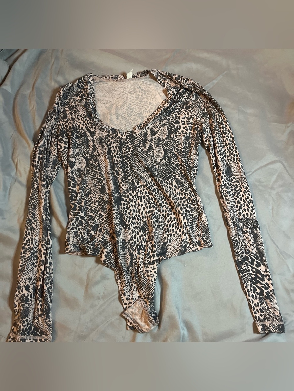 Free people Women's Long Sleeve Animal Print Bodysuit - Black & Cream